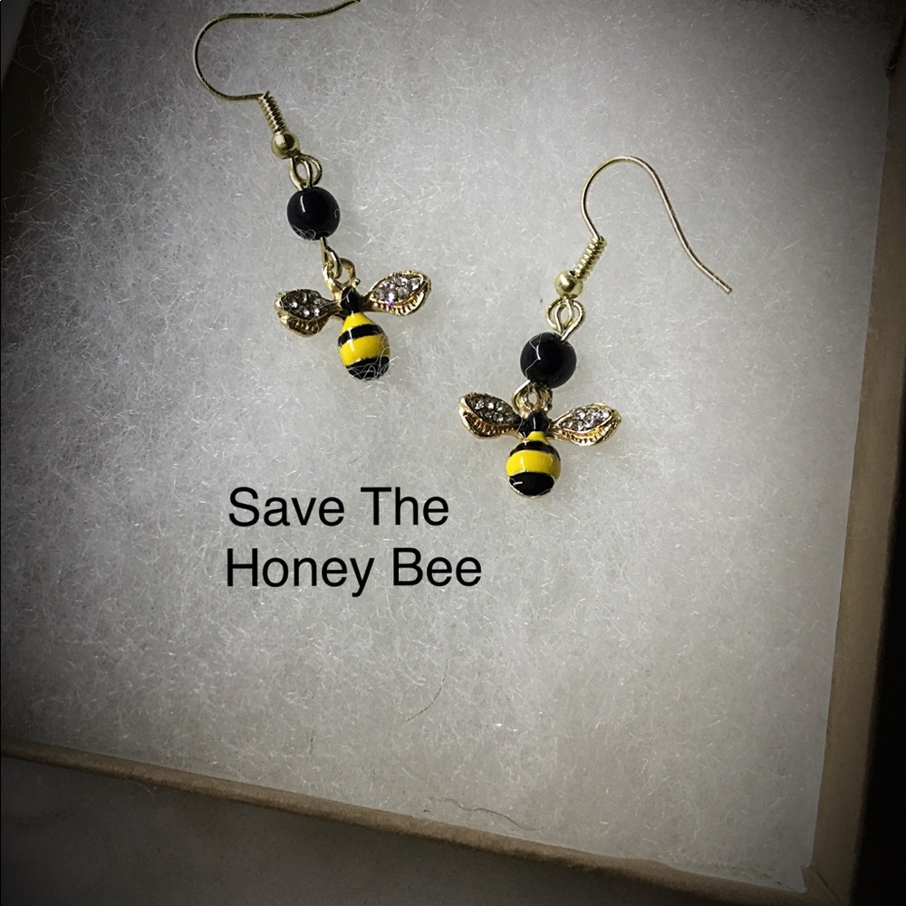 Price Drop ..Earrings, Honey Bee Earrings, - Picture 2 of 8